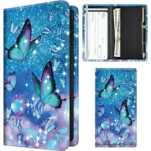 APVDSH Checkbook Cover for Personal Checkbook, Cute Pu Leather Check Book for Women & Men, Slim Checkbook Holder with Pen Hol