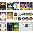 PARSUP 20 Pack Eid Mubarak Cards, Islamic Ramadan Card Paper Greeting Cards Ramadan Mubarak Decorations with 20 Envelopes & Eid Mubarak Stickers for Party Supplies Celebration