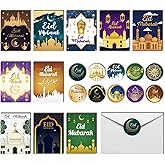 PARSUP 100 Pack Eid Mubarak Cards, Islamic Ramadan Card Paper Greeting Cards Ramadan Mubarak Decorations with 20 Envelopes & Eid Mubarak Stickers for Party Supplies Celebration