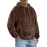 VahRuta Mens Fuzzy Sherpa Hoodie Sweatshirt Long Sleeve Fashion Pullover Fall Outwear Winter Hooded