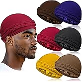 MLTUARG 6 Pack Satin Lined Turbans for Men, Silky Mens Hola Turban Durag for Waves, Braids & Hair Care