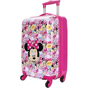 Bioworld Minnie Mouse Classic 4-Wheel 20" Kids Luggage Suitcase for Travel & Adventures, Pink/Multicolor