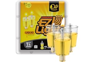OHR CANDLES Pre-Filled Menorah Oil Cup Candles - Hanukkah EZ Lights - 100% Olive Oil with Cotton Wick in Cup - 44 Pack, Burns Approx. 1 1/2 Hrs