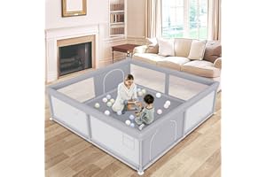 besuhot Large Baby Playpen 79x79 Inch, Playpens for Babies and Toddlers, Indoor & Outdoor Extra Large Kids Activity Center, Baby Play Yard with Zipper Gates.