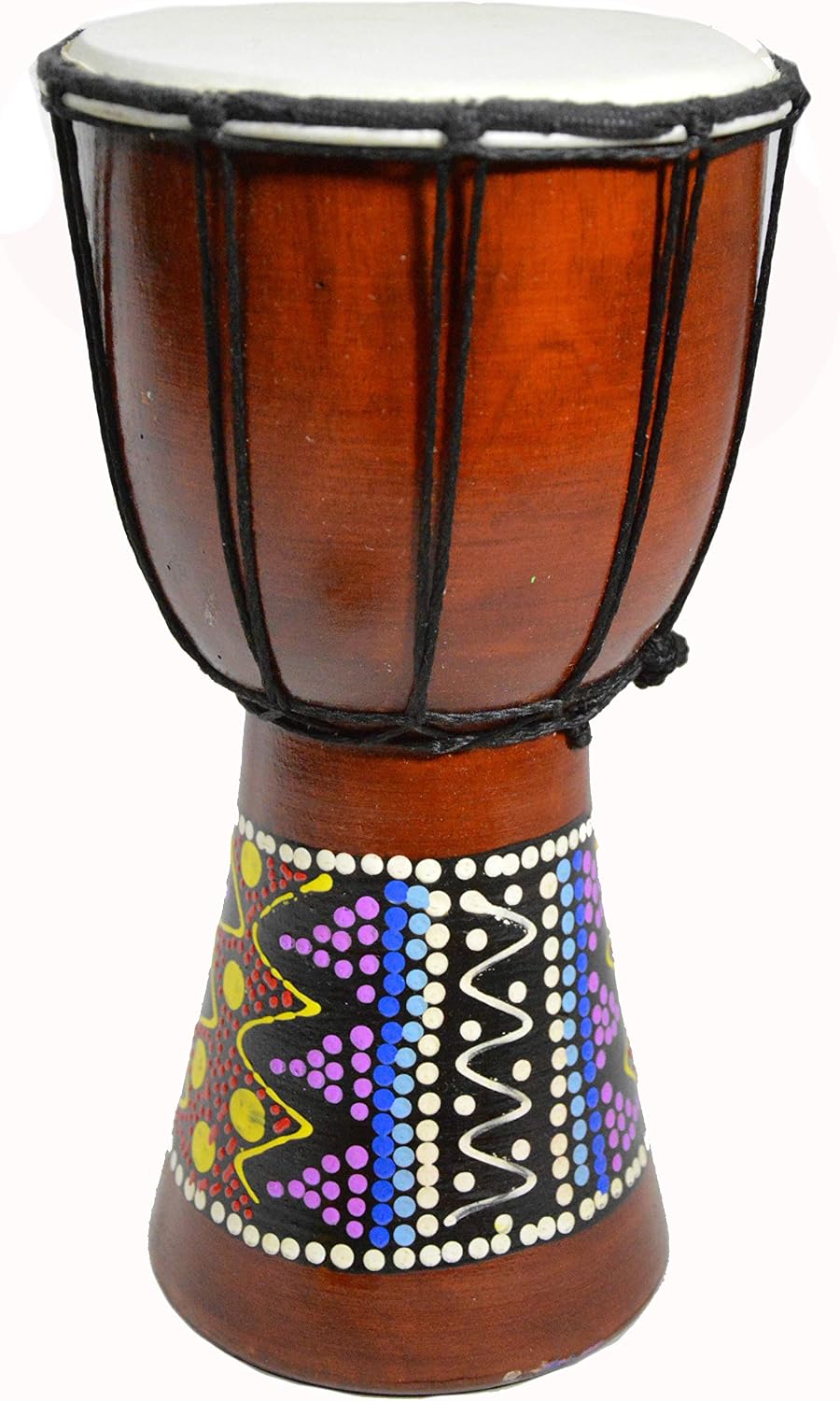 CLEARANCE 12" DJEMBE DRUM BONGO HAND CARVED AFRICAN ABORIGINAL ART DESIGN - Image 3