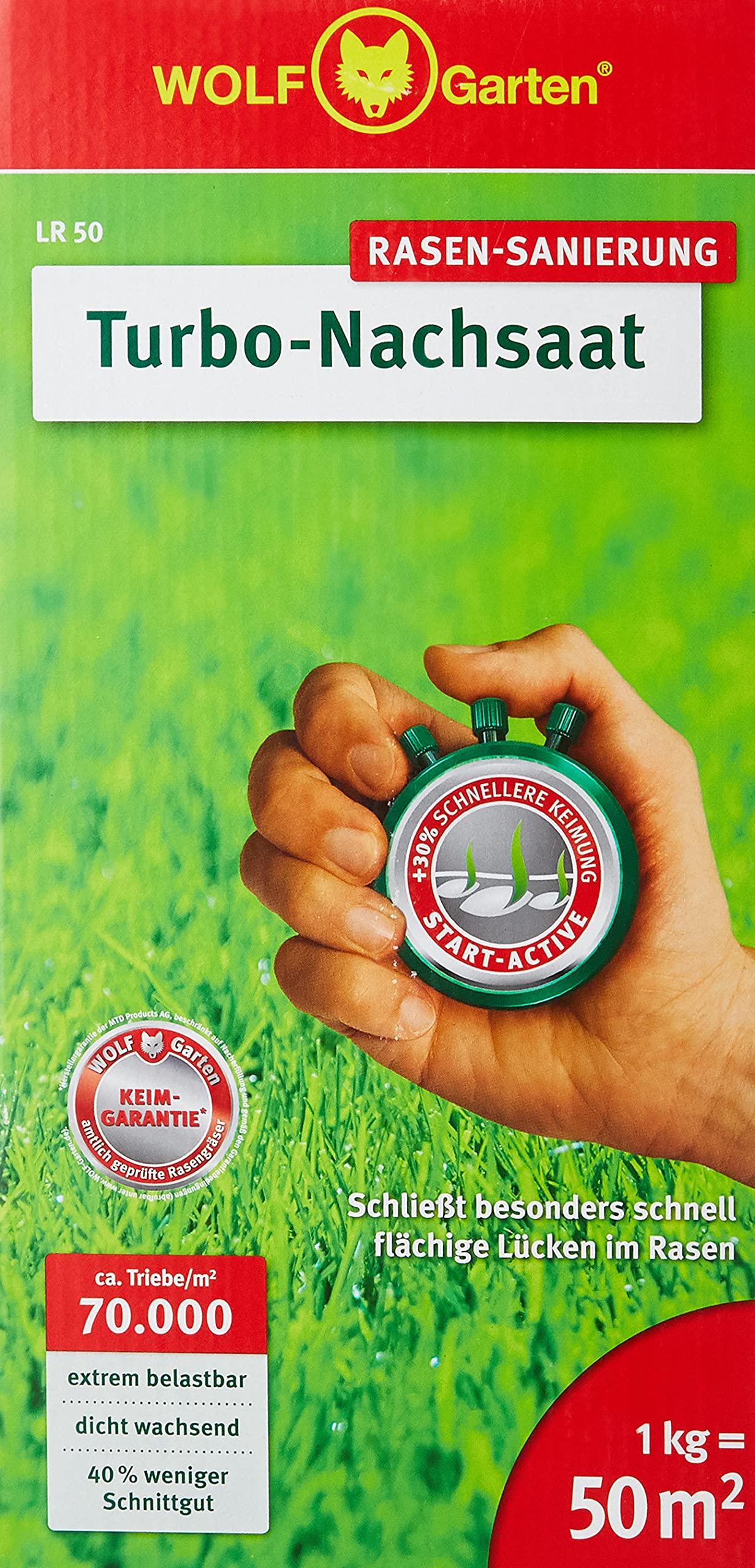 Wolf Garten "LR 50" Reseeding Grass Seed, Multi-Colour, 40x29x30 cm