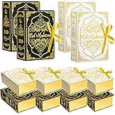 Honoson 36 Pcs Ramadan Eid Mubarak Favor Boxes 4.5×3in Ramadan Treat Boxes Square Candy Eid Al Fitr Packages with Golden Ribbon for Party Decoration Supplies Snack Sugar Chocolate Goodie
