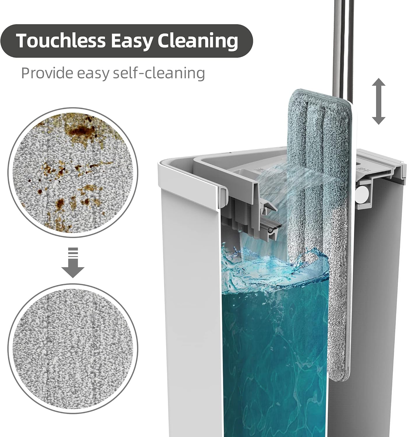 JOYMOOP Squeeze Flat Floor Mop and Bucket Set with 3 Microfiber Mop Pads Refills Easy Self-Wringing Cleaning Mop Bucket, Wet and Dry Mopping Hardwood, Laminate, Tile: Kitchen & Dining