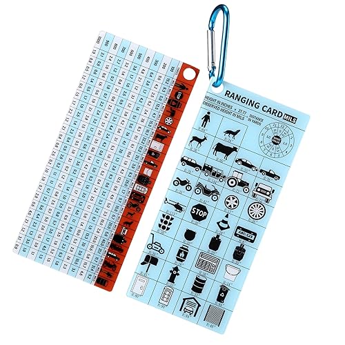 Quejowy North American Range Finder Card for Shooting Accessories Mils with Keychain, Training Ranging Shooting Card for Ranging Distances Tactical Sniper Accessory for Hunting and Long-Range