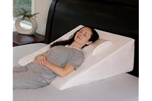 InteVision Extra Large Bed Wedge Pillow (33 x 30.5 x 12 inch) and Headrest Pillow in One Package - Helps Relief from Acid Reflux, Post Surgery, Snoring - Egyptian Cotton Cover - 2 inch Memory Foam Top