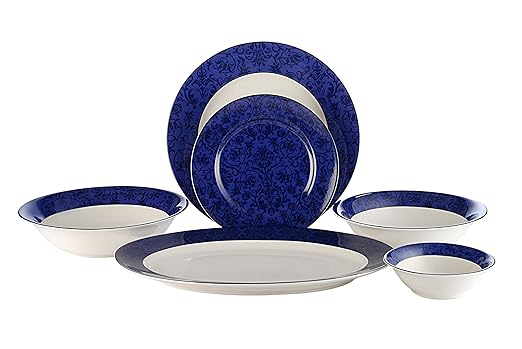 Hitkari Potteries Porcelain Dinner Set, 21-Pieces, Blue