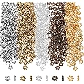 UNICRAFTALE 500Pcs 5 Colors Snowflake Spacer Beads 4mm Daisy Flower Alloy Loose Beads Tibetan Style for Bracelet Necklace Earring DIY Jewelry Making
