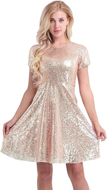 sequin skater dress with sleeves
