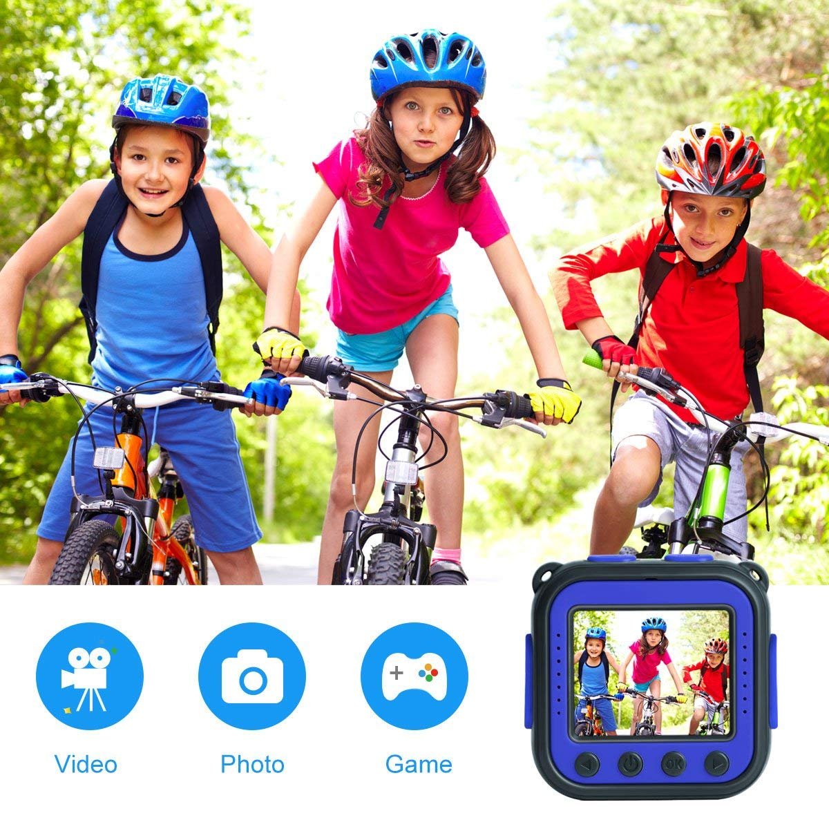 DROGRACE Kids Camera Waterproof HD Action Cam Digital Camera 1080P Underwater Sports Camera Camcorder DV for Girls Boys Birthday Holiday Gift Learn Camera Toy with 1.77 Inch LCD Screen (Blue)