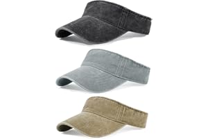 QLAUCA 3 Pack Sun Visors for Women Men Cooling Lightweight Sports Sun Hats Adjustable Twill Cotton Run Visor