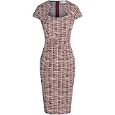 GRACE KARIN Women's Gorgeous Pencil Dress Cap Sleeve Tweed Pencil Dress for Work