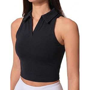 HXUNJW Women's Sleeveless Golf Polo Shirts Collared Athletic Cropped Tennis Tops Moisture Wicking Quick Dry Workout Tank Top