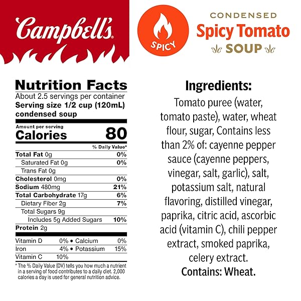 CAMPBELL’S CONDENSED SPICY TOMATO SOUP, 10.5 OZ CAN