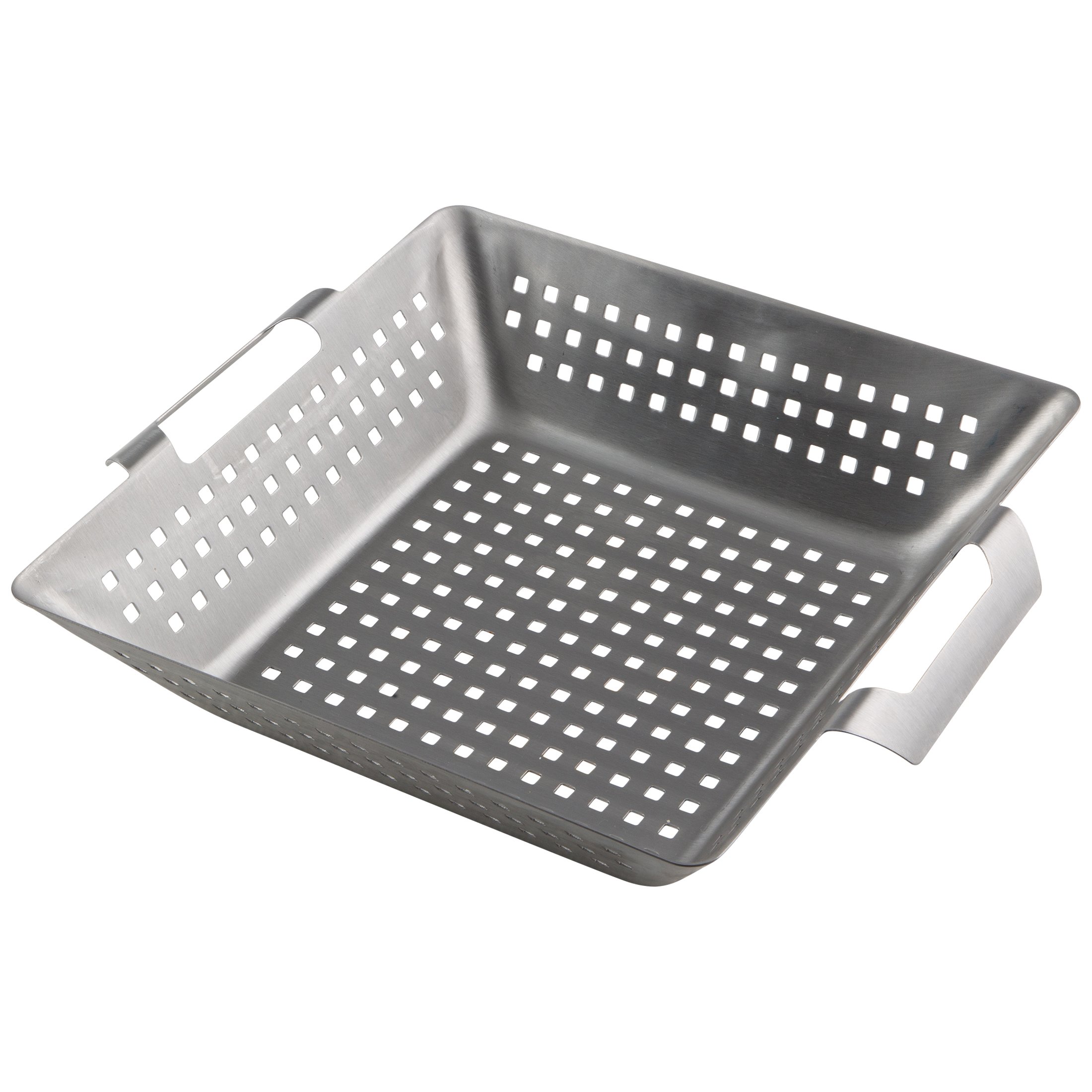Bruzzzler Stainless Steel Grill Basket, for Barbecue and Oven, Stainless Steel Basket, Barbecue Basket, Evenly Browned Meat, Fish and Vegetables, Easy to Clean in Dishwasher, 28 x 34 x 7 cm, Silver