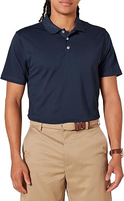 Polo da Golf da Uomo, vestibilità Aderente, ad Asciugatura Rapida, Blu Scuro, Taglia S
