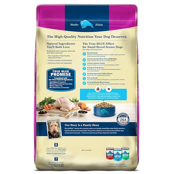 BLUE BUFFALO LIFE PROTECTION FORMULA SMALL BREED SENIOR DRY DOG FOOD, SUPPORTS JOINT HEALTH AND IMMUNITY, MADE WITH NATURAL INGREDIENTS, CHICKEN & BROWN RICE RECIPE, 5-LB BAG