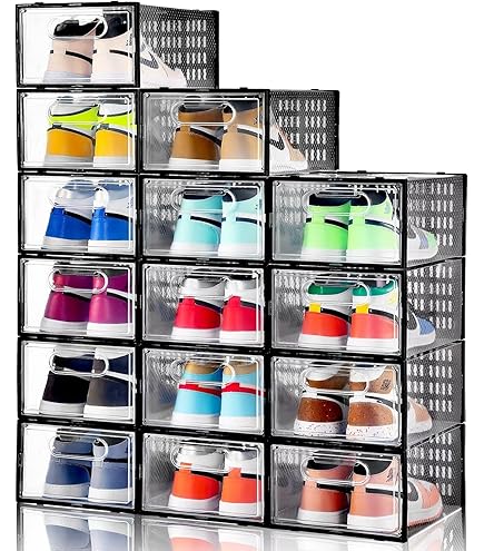 Enclosed Shoe Storage YITAHOME 18 Pack Shoe Storage Box Fit Up To