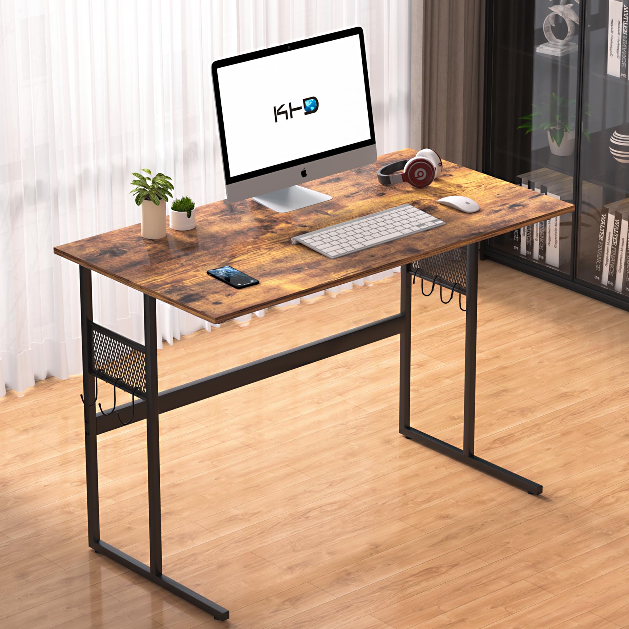 Photo 1 of *****************MISSING HARDWARE TO ASSEMBLE*****************
VECELO 44 Inch Computer Desk Stable Writing Study Work Desk with Storage & Hook Wooden Desk Adjustable Feet Wooden Desk for Home,Bedroom,Rusic Brown