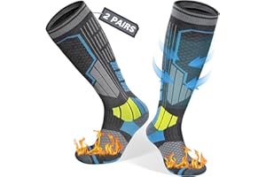 Reamphy 2 Pairs Merino Wool Ski Socks Men Women Compression Snowboard Winter Thermal Socks Knee Socks for Skiing Snow Hiking