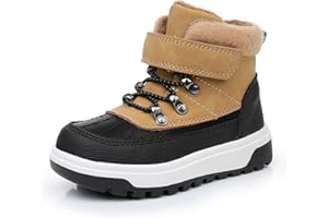 Ahannie Toddler & Little Kid Boys Girls Boots – Winter Water Resistant Ankle Boots with Hook-and-Loop Sizes 5–13