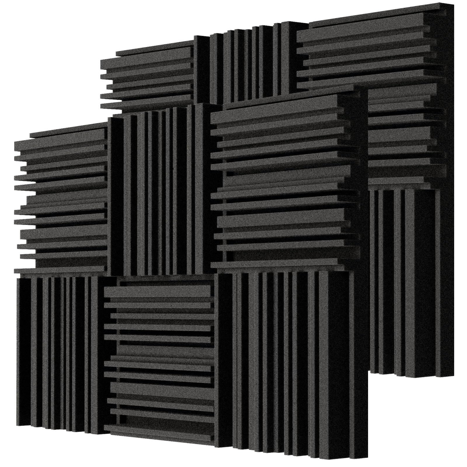 BXI Thick Acoustic Foam Panels, 30 X 30 X 5 cm 12 Pcs Broadband Sound Absorbing Foam, Dense Soundproof Padding Tile, Recording Studio Foam Absorber, Groove Decorative 3D Wall Ceiling Panel