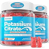 Potassium Citrate 1000mg Gummies, Potassium Magnesium Supplement + Calcium, Zinc, Sodium, Vitamin B6, B12, Support Leg Cramps, Electrolyte Balance, Body Performance, Energy Boost, Sugar Free, 120 Cts