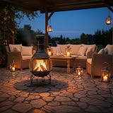 Relaxdays Chiminea Patio Heater 89cm Grey Cast Iron Firepit with Poker & Spark view 3