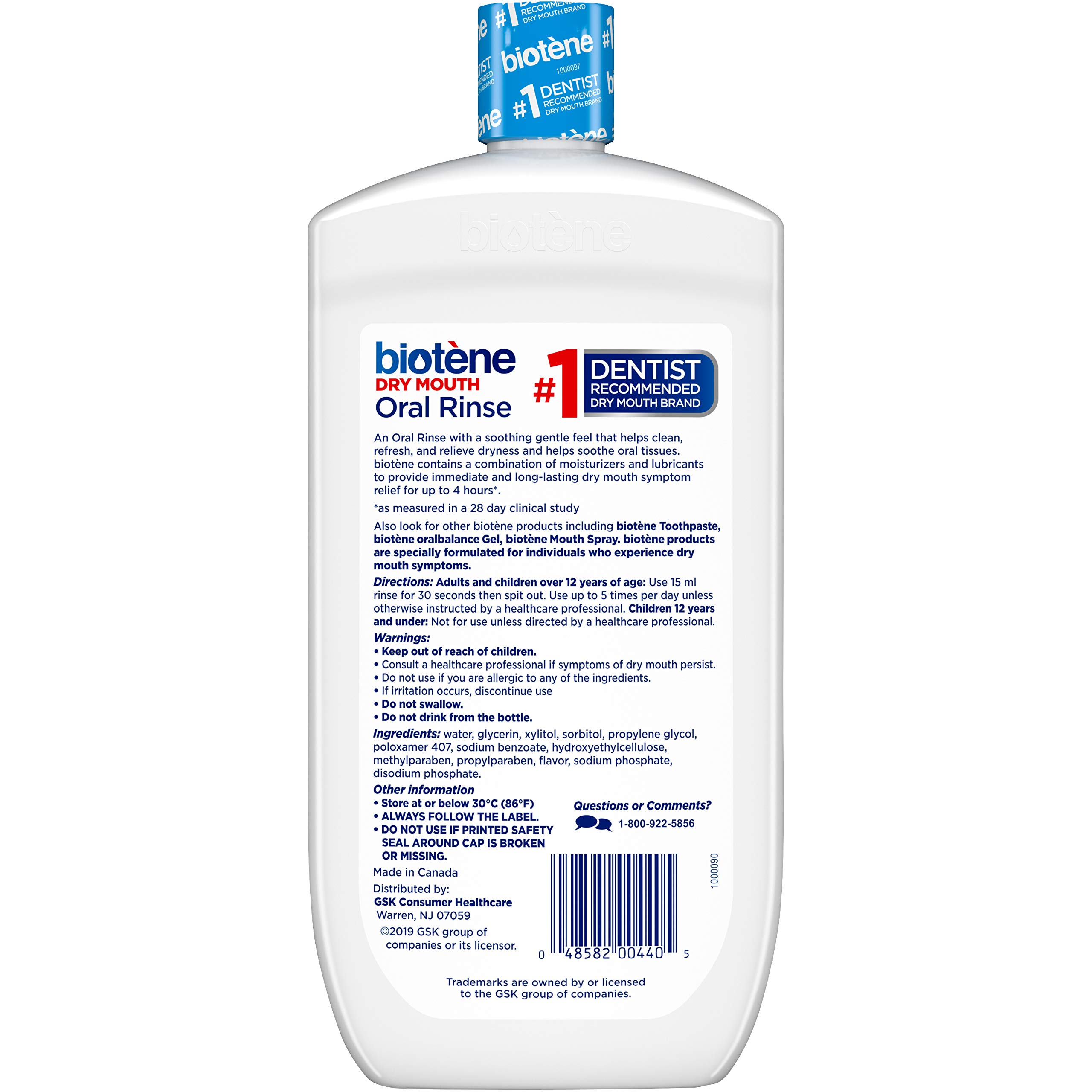 biotène Oral Rinse Mouthwash for Dry Mouth, Breath Freshener and Dry Mouth Treatment, Fresh Mint - 33.8 fl oz