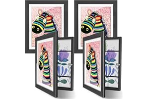 LELUSY 4 Pack Kids Artwork Frames Changeable, 8.5x11 Art Picture Frame with Mat, Front Opening Art Display Frame with Storage for Kids Drawings, 3D Art & Crafts, Gift for Girls & Boys