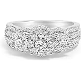 .925 Sterling Silver 1.0 Cttw Diamond Engagement Ring and Soldered Wedding Band Set