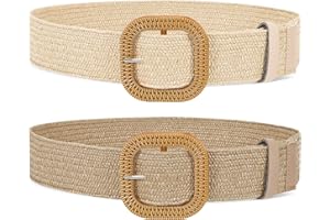 XZQTIVE Woven Belt for Women Straw Elastic Stretch Waist Belt Boho Belts Ladies Summer Beach Dress Belts