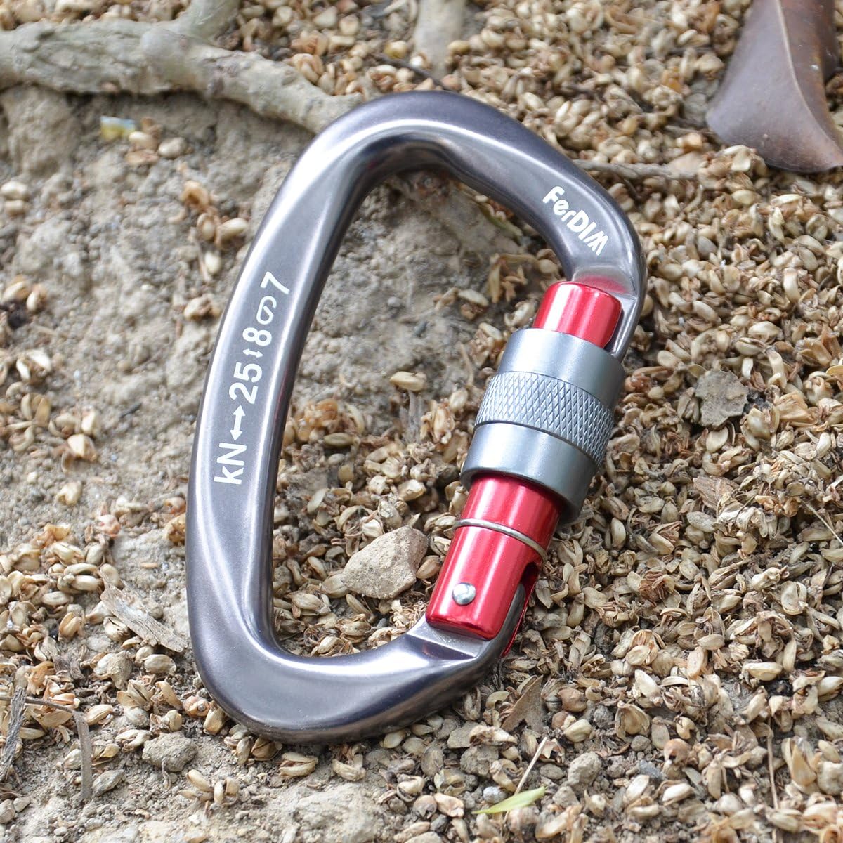 FerDIM Climbing Carabiner 25KN (5620 lbs) CE Certified Professional Heavy Duty Strong Caribeaners Clip for Rock Climbing Rappelling Swinging Tree Climbing Dog Leash D-Shaped Large Size : Sports & Outdoors