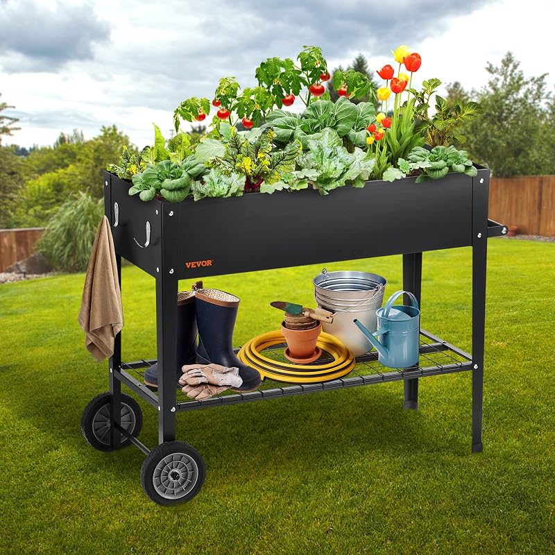 Jardinière 108x49,5x80 cm Lit de Jardin Surélevé en Métal Galvanisé Bac de Plantation avec Pieds pour Cultiver des Fleurs Végétaux Herbes Plantes Grasses dans Jardin Terrasse Patio Balcon Argent