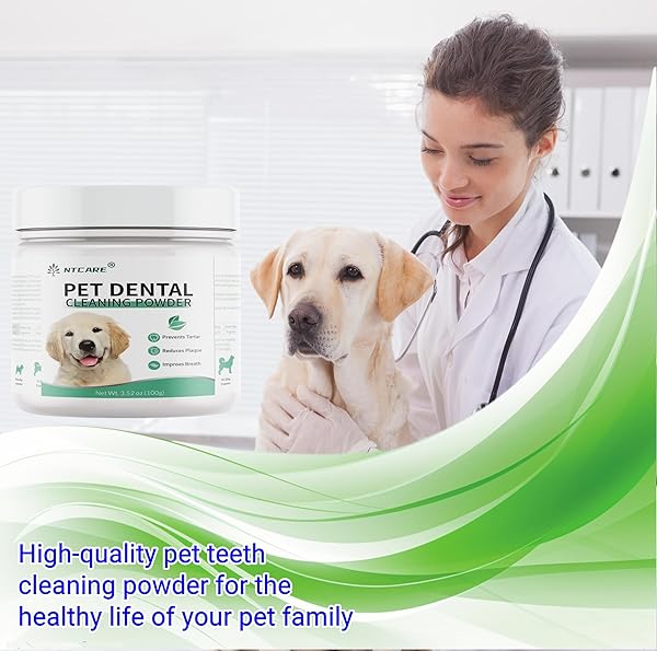 DOG TEETH CLEANING POWDER, DOG DENTAL POWDER AND CATS BREATH FRESHENER, PLAQUE OFF PET TOOTH CLEANING LAB CO, BAD BREATH & TARTAR REMOVER FOR DOGS, + POSTBIOTICS, 3.52 OZ