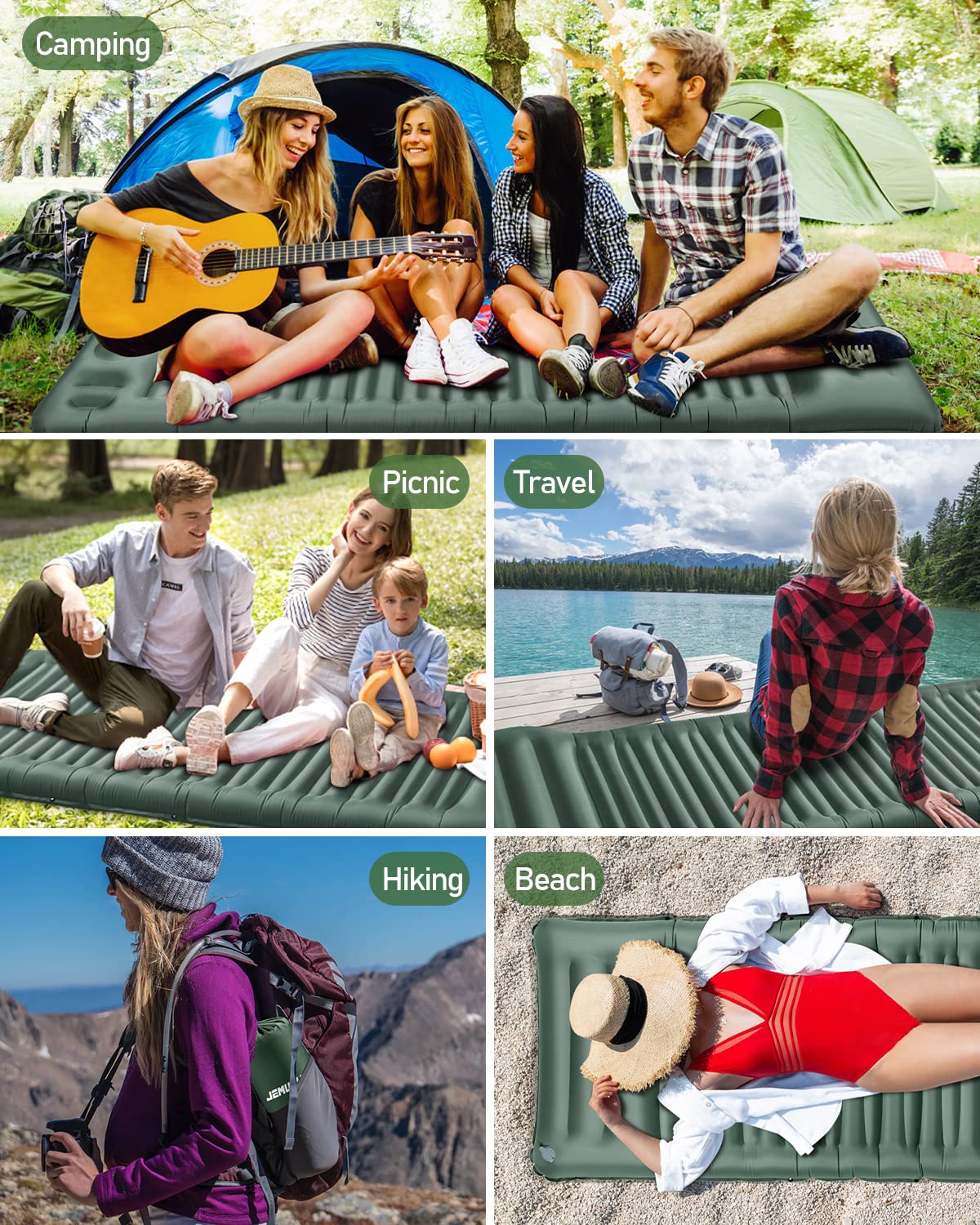Isomatte Camping, 12CM Ultradicke Camping Luftmatratze mit Fußpumpe 8