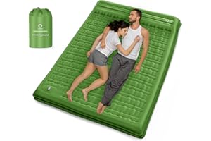 QPAU Camping Sleeping Pad, 2 Person Camping Mat, Enhanced Support for Healthy, with Built-in Foot Pump, 4.7 Inch Durable Slee
