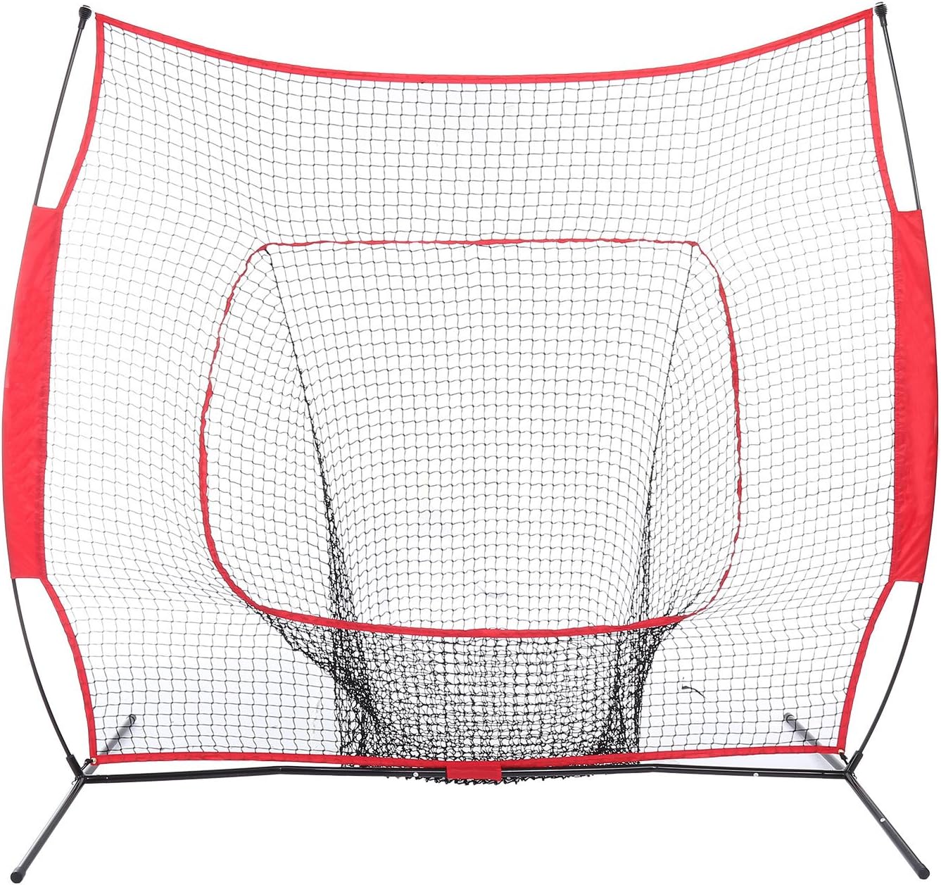 OUTCAMER 7x7 ft Baseball & Softball Practice Hitting Net with Bow Frame for Hitting, Pitching Backyard