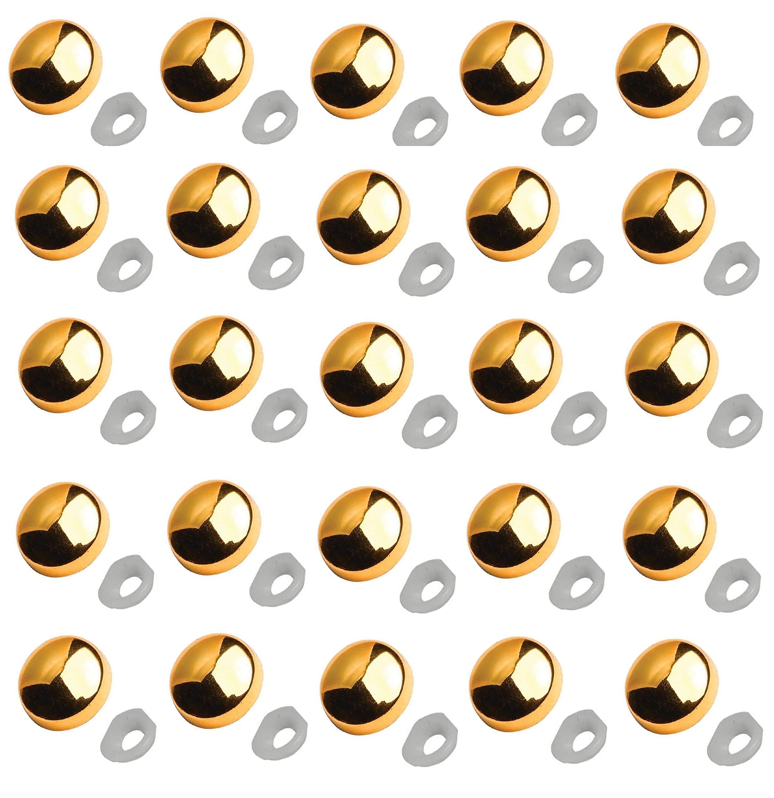 TERF® Gold Two Piece Snap On Plastidome Cap 15mm (5/8 Inch) Diameter Clip On Plastic Dome Covers for Ø 6g - 8g (3.5mm - 4mm) Screw Size - Pack of 20