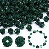 Dowarm 110PCS 10MM Rhinestone Beads for Jewelry Making, Green Round Polymer Clay Crystal Beads for Crafts Bracelet Baseball Necklace Beaded Pen, Shamballa Pave Disco Diamond Bead