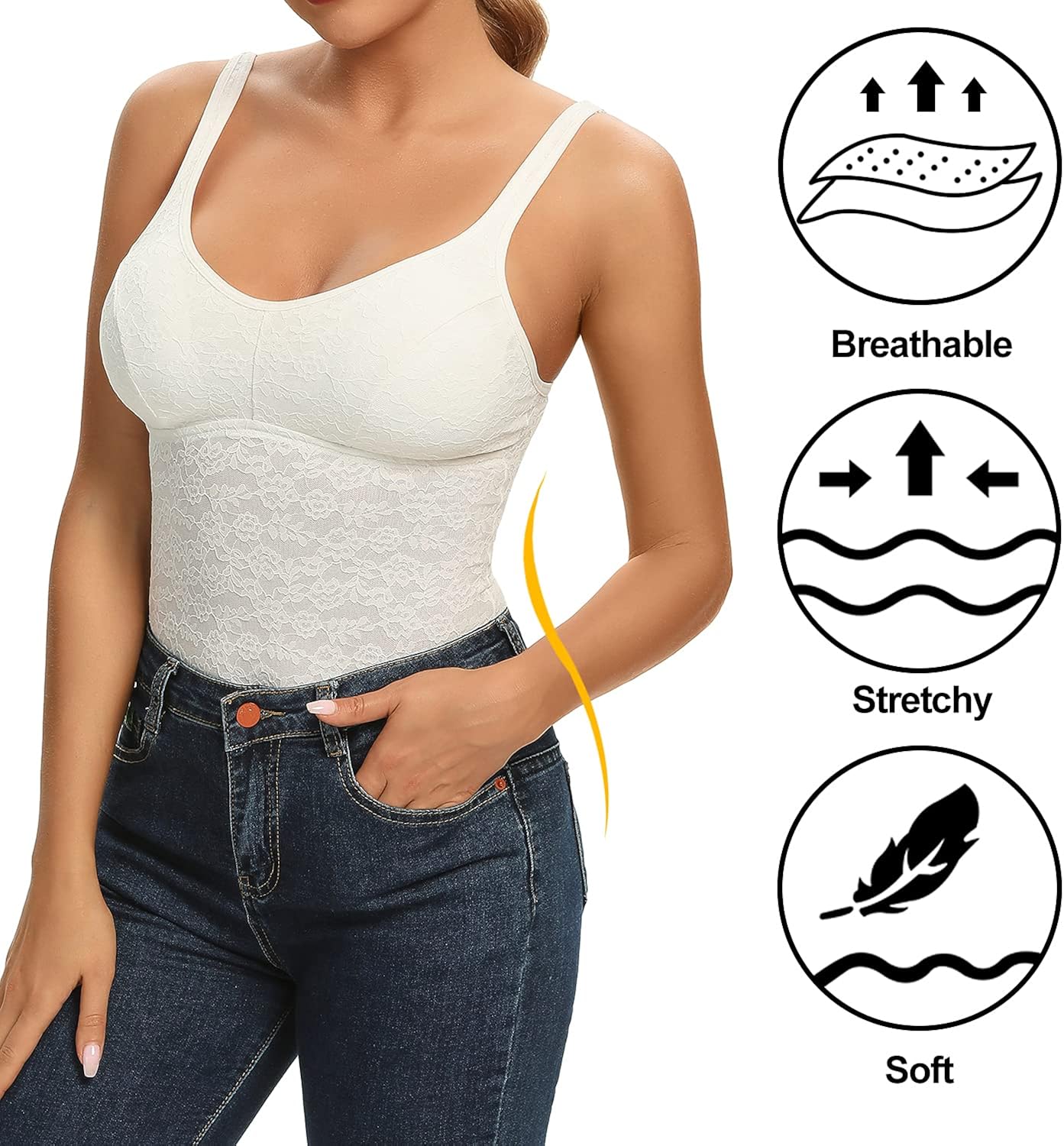 Tummy Control Camisole for Women Shapewear Tank Tops with Built in Bra Slimming Compression Top Vest Seamless Body Shaper at  Women’s Clothing store
