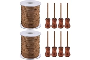 SAYAYA 2 Roll Braided Nylon Lift Shade Cord with Wood Pendants, 55 Yards 1.8 mm Replacement Blind Cord String for Window Blinds, Roman Shades, Gardening, and DIY Craft Projects (Brown)