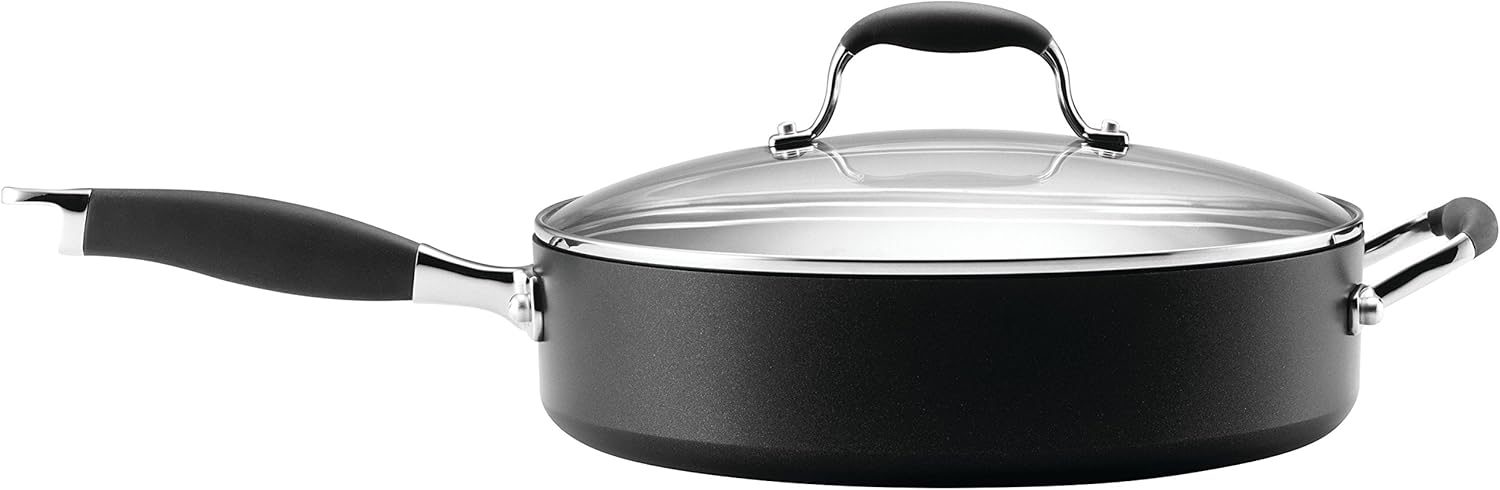 Anolon Advanced Hard Anodized Nonstick Saute Fry Pan with Helper Handle, 5 Quart, Gray: Analon Advanced Cookware: Kitchen & Dining