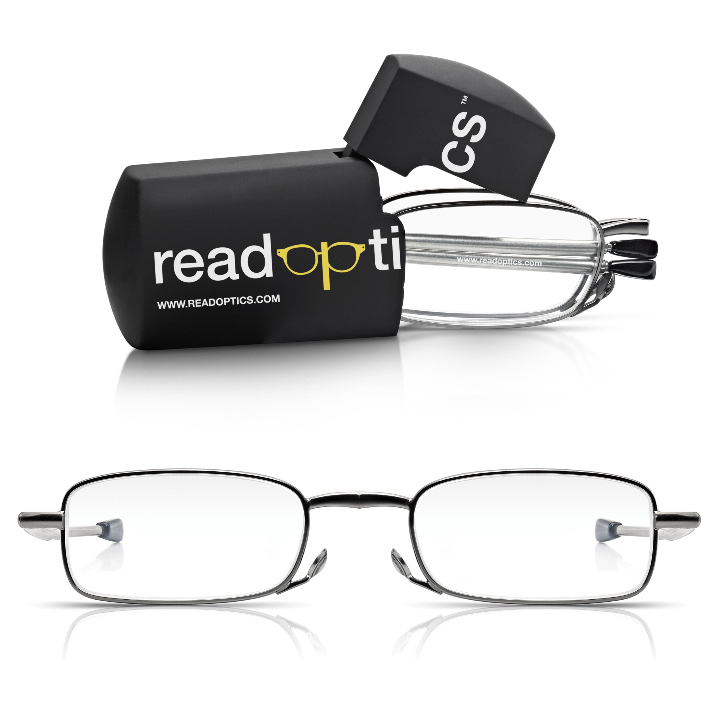 Read Optics Fold Up Pocket Glasses in Hard Travel Case +1.0 to 3.5: Patented Mens/Womens Portable Folding Readers Spectacles with Collapsing Telescopic Arms and Premium Difuzer Reading Lenses — image 1