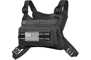 JIPIMON Chest Bag For Men With Extra Storage, Waterproof Outdoor Sports Chest Bag For Running, Cycling, Hiking, Rock Climbing (Black)