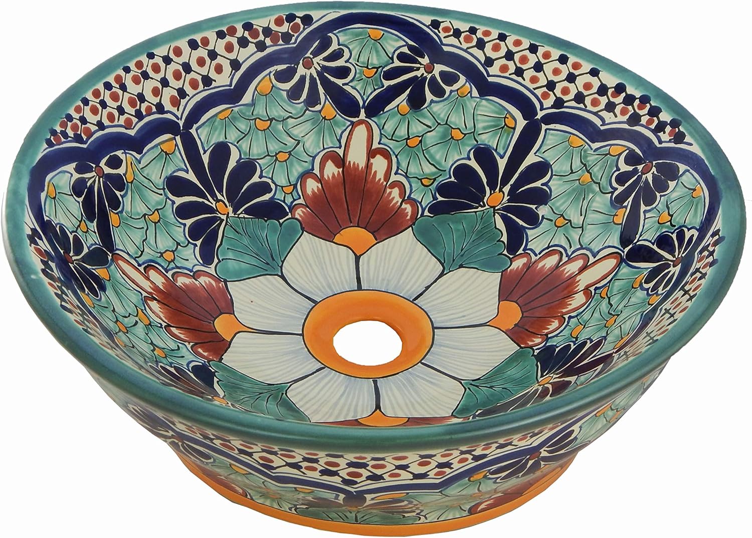 Vessel Skirted Talavera Mexican Bathroom Sink Ceramic 15